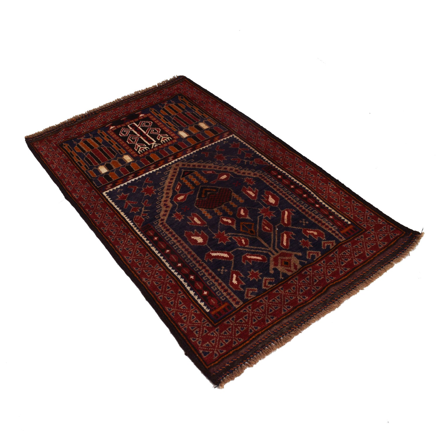 Baluchi Rug Handmade Blue Prayer Design 3x5 ft