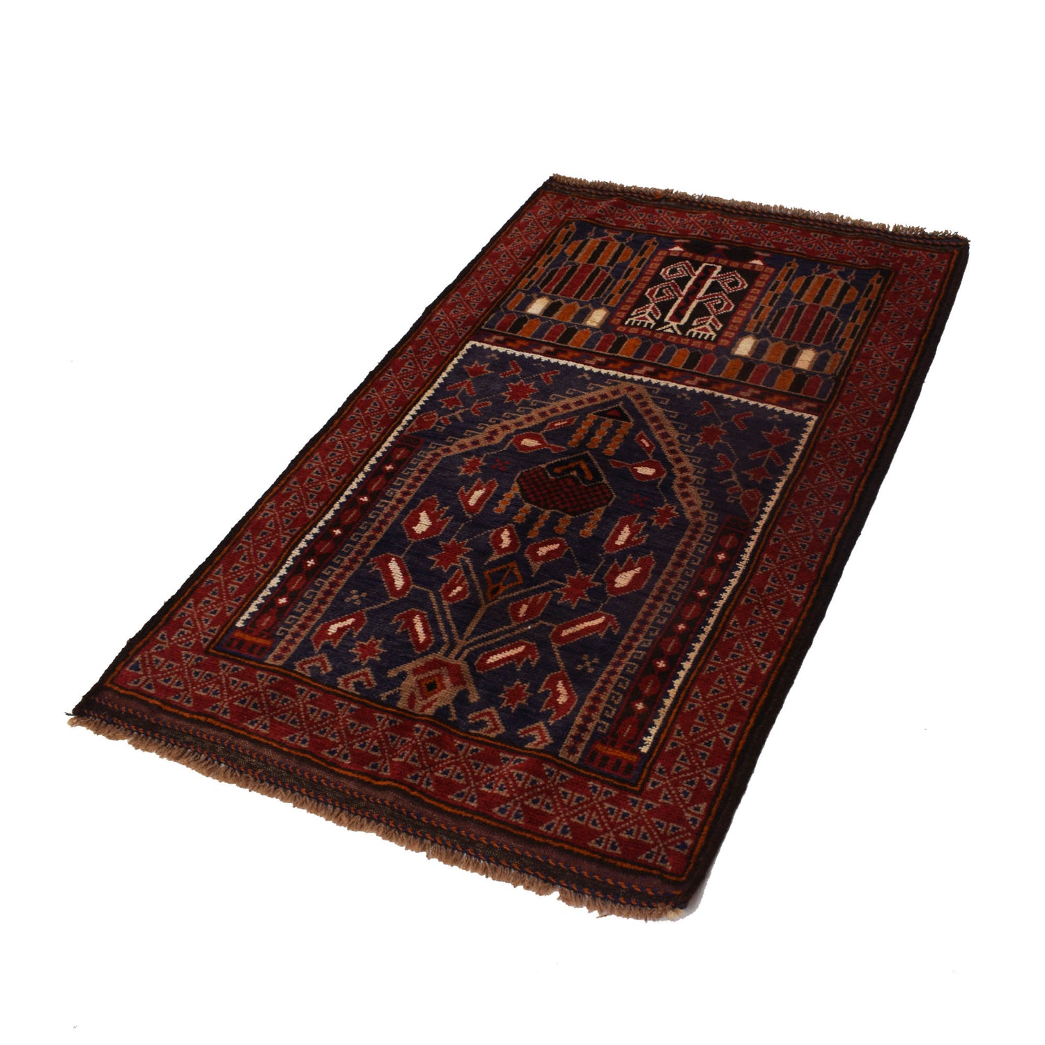 Baluchi Rug Handmade Blue Prayer Design 3x5 ft