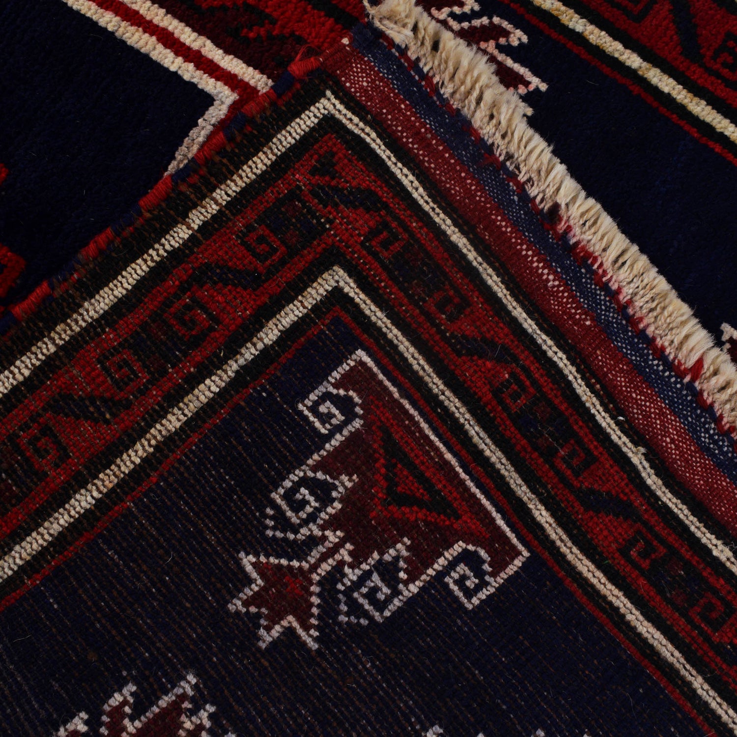 Baluchi Rug Handmade Dark Blue Geometric 3x5 ft