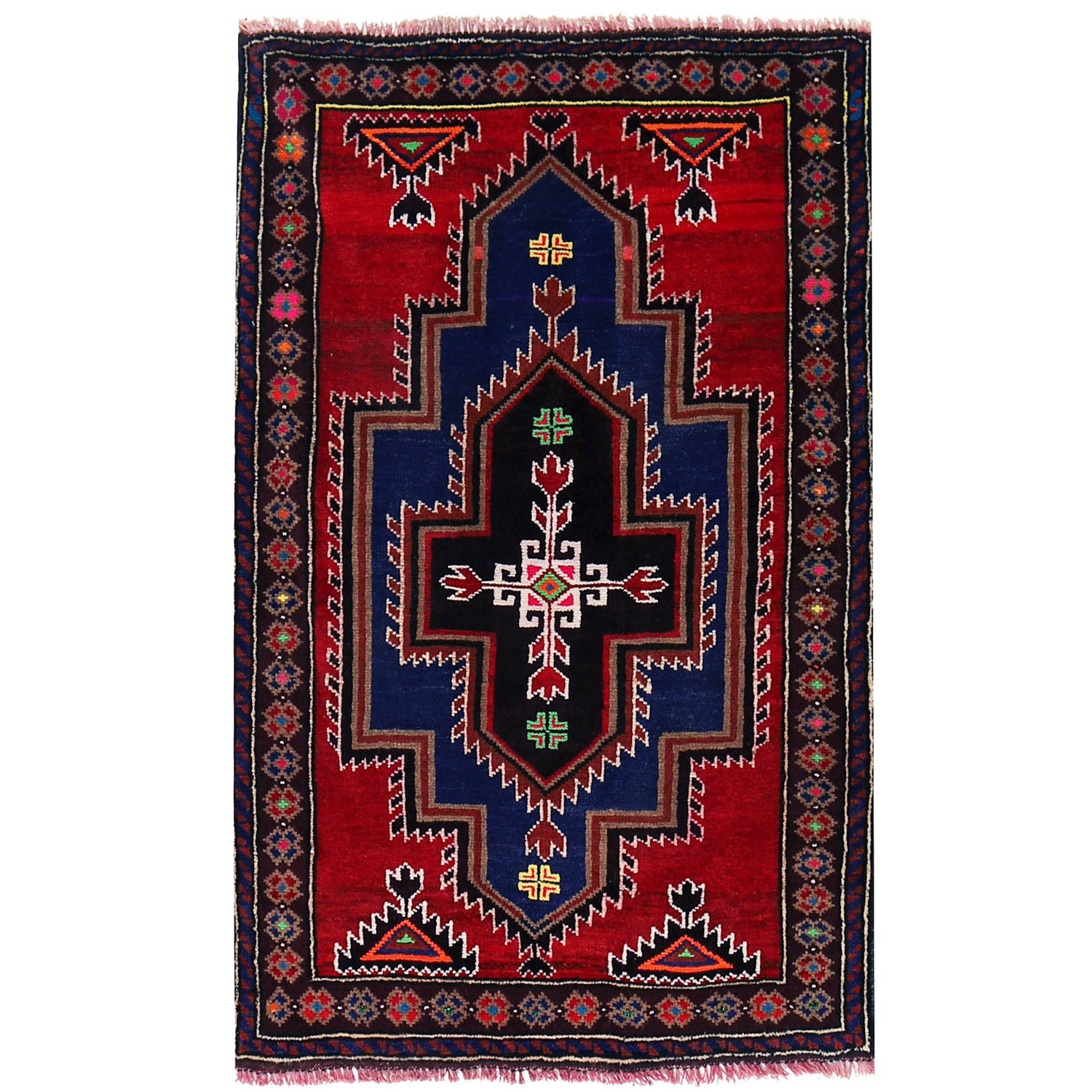 Baluchi Rug Handmade Multi Floral 2x4 ft