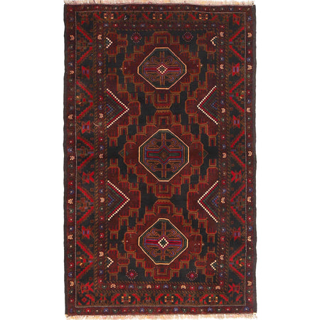 Baluchi Rug Handmade Multi Geometric 4x6 ft