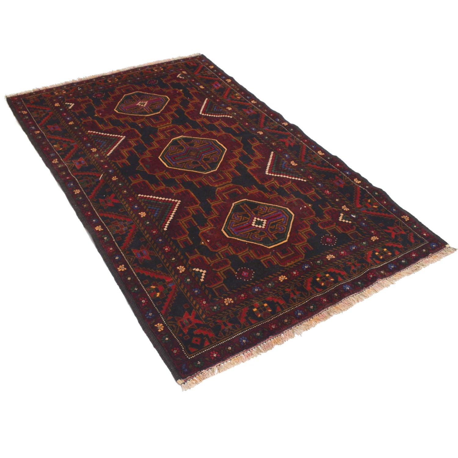 Baluchi Rug Handmade Multi Geometric 4x6 ft