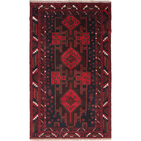 Baluchi Rug Handmade Multi Geometric 4x6 ft