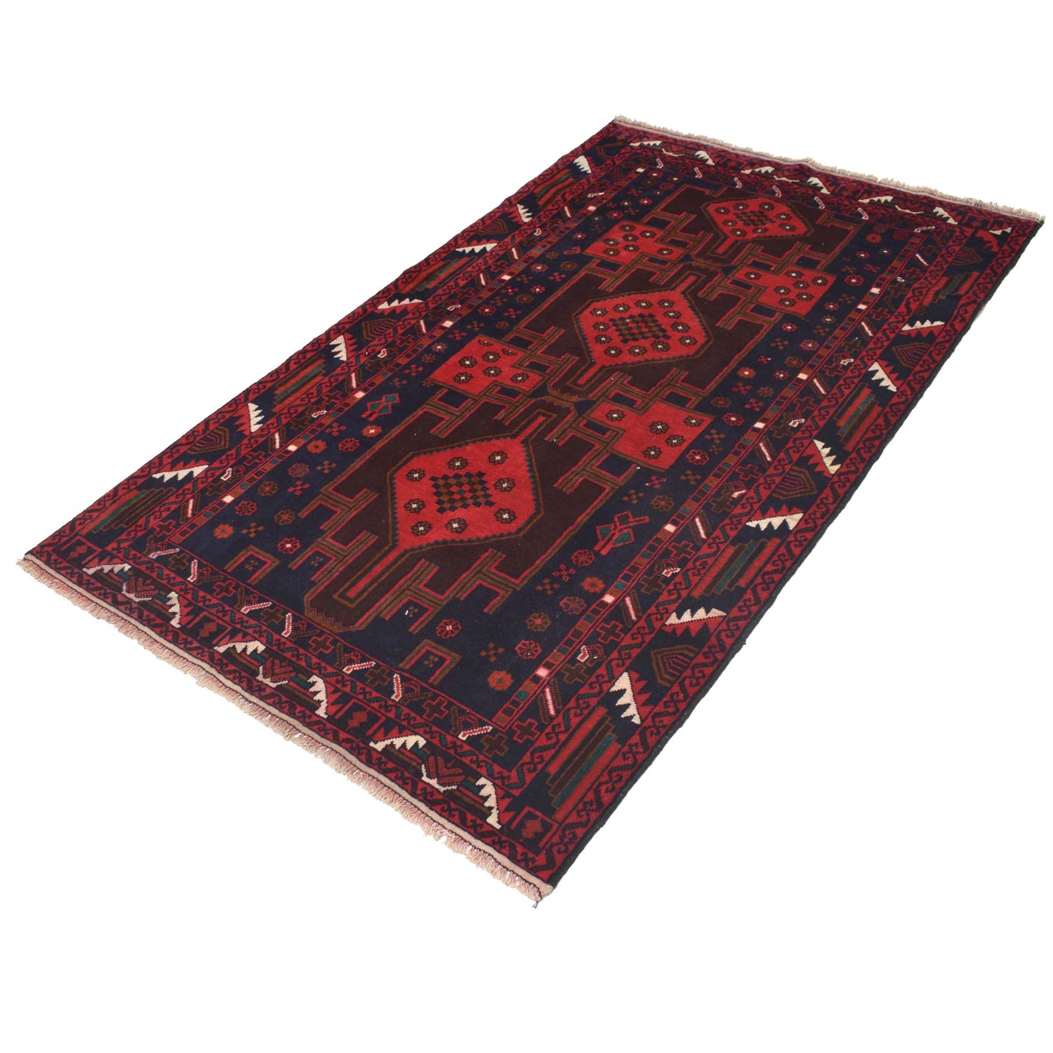 Baluchi Rug Handmade Multi Geometric 4x6 ft