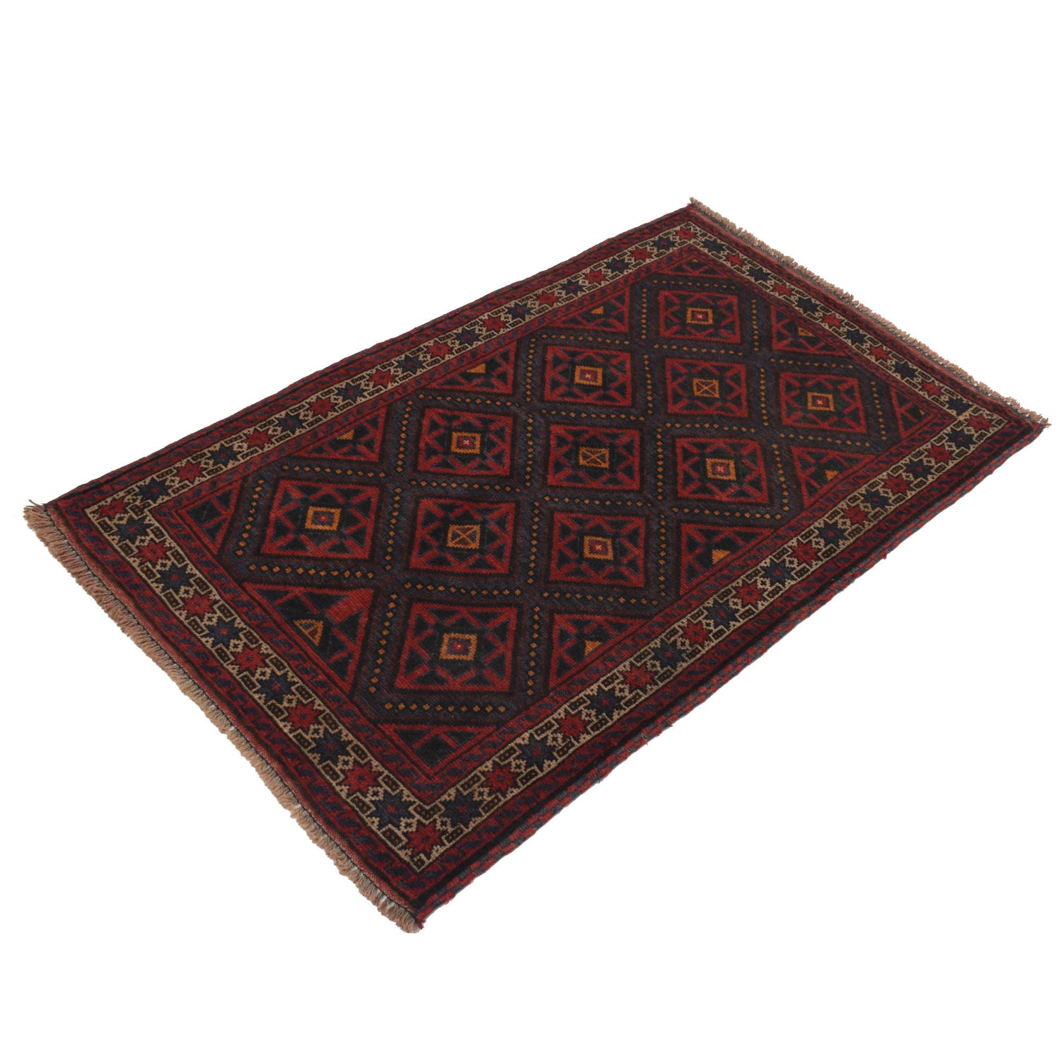 Baluchi Rug Handmade Red Floral 3x5 ft