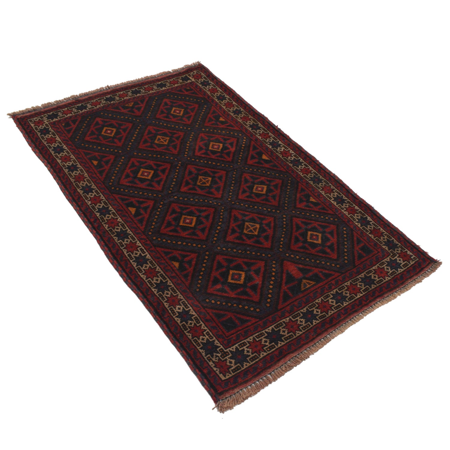 Baluchi Rug Handmade Red Floral 3x5 ft