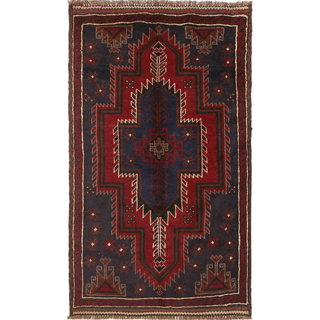 Baluchi Rug Handmade Multi Geometric 3x5 ft