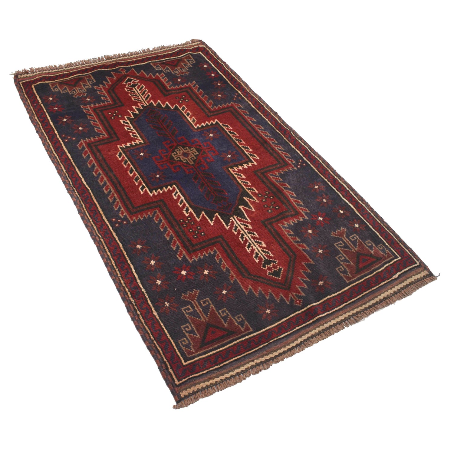 Baluchi Rug Handmade Multi Geometric 3x5 ft