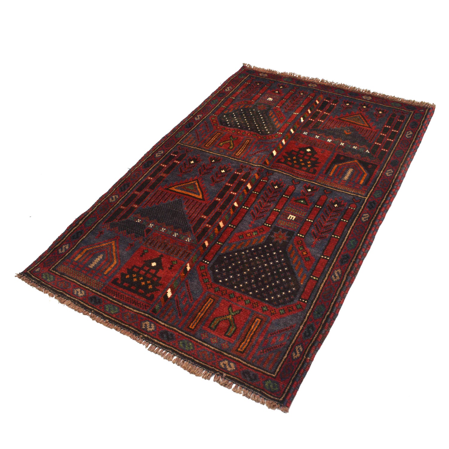 Baluchi Rug Handmade Blue Prayer Design 3x5 ft