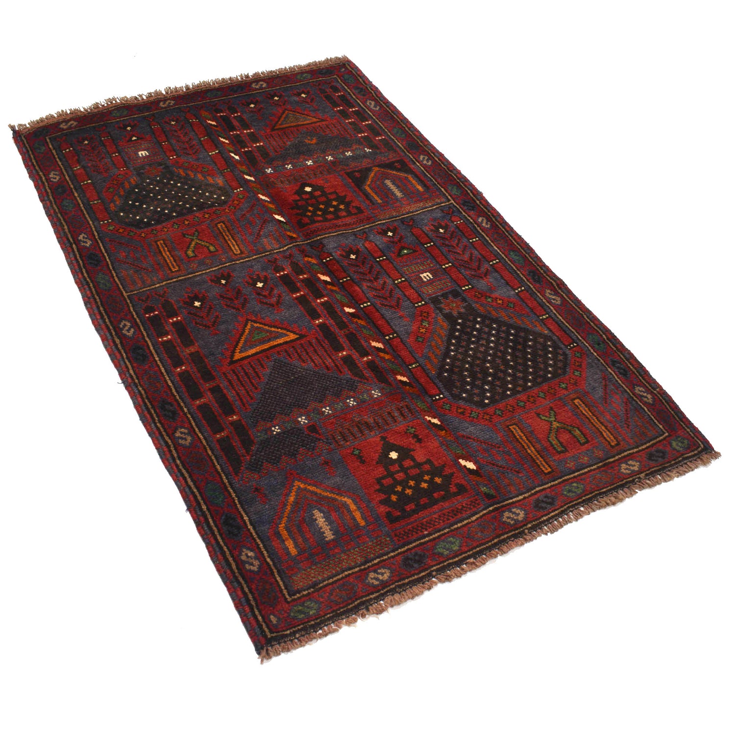 Baluchi Rug Handmade Blue Prayer Design 3x5 ft