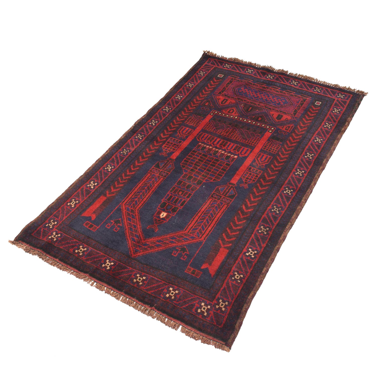 Baluchi Rug Handmade Blue Prayer Design 3x5 ft