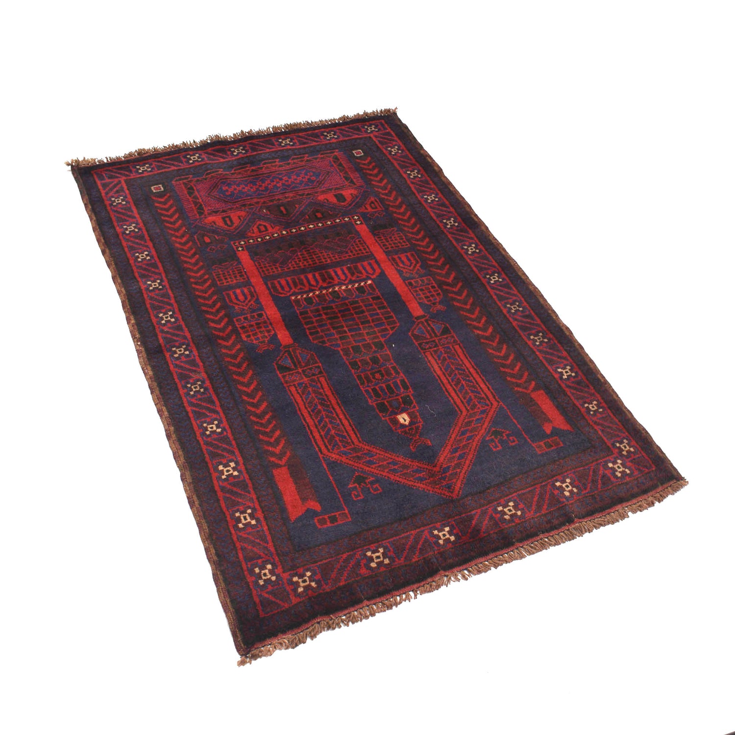 Baluchi Rug Handmade Blue Prayer Design 3x5 ft