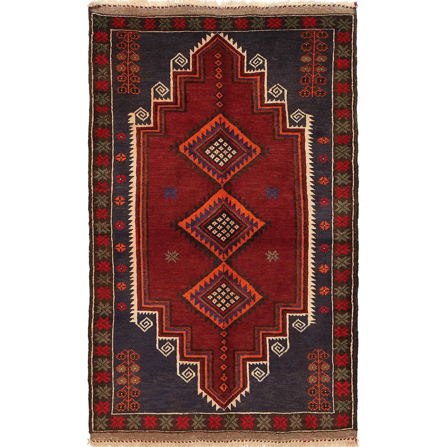 Baluchi Rug Handmade Multi Floral 3x5 ft