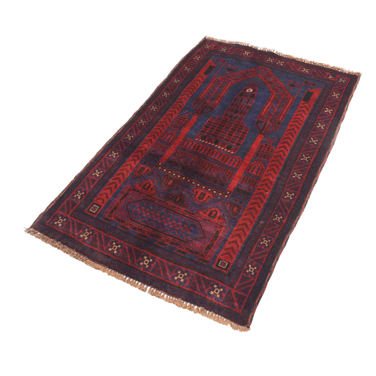 Baluchi Rug Handmade Blue Prayer Design 3x5 ft