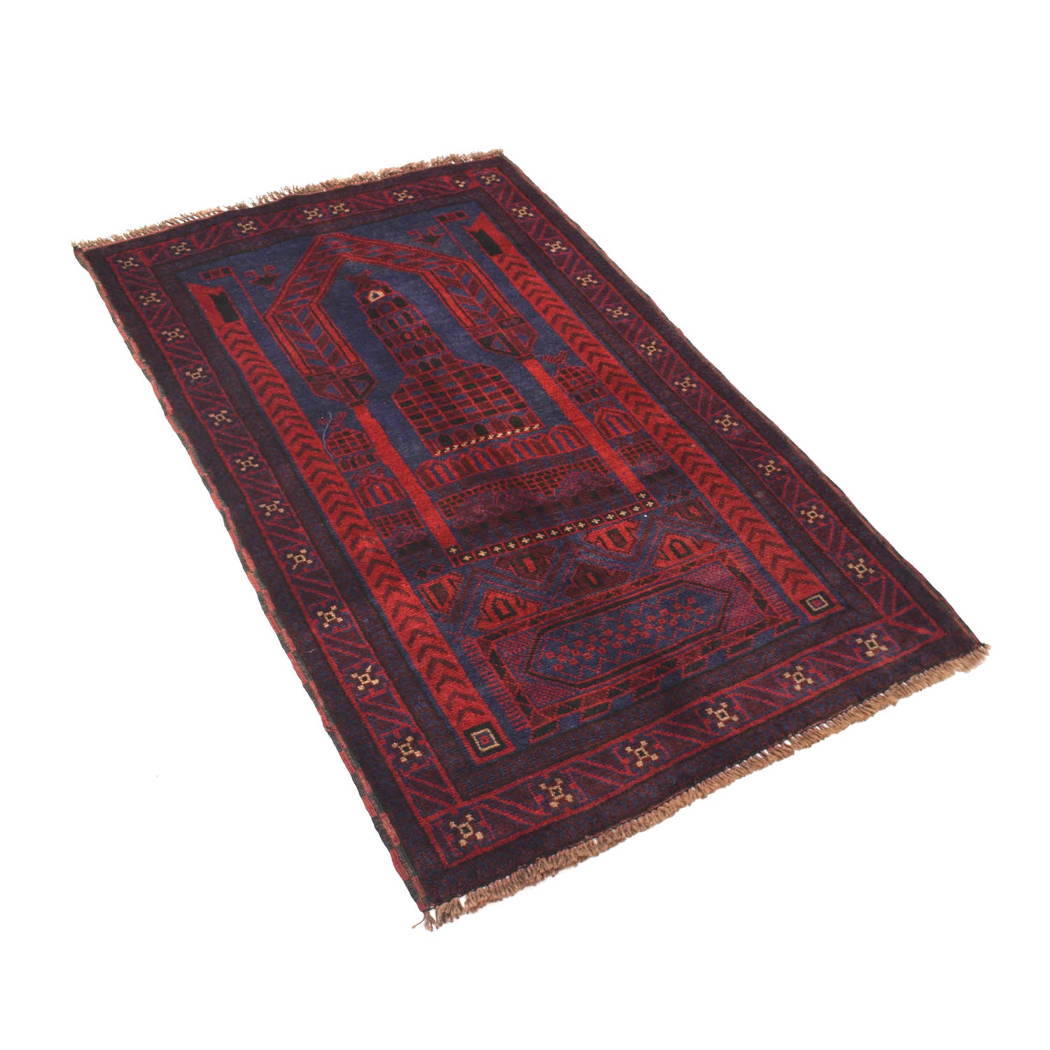 Baluchi Rug Handmade Blue Prayer Design 3x5 ft