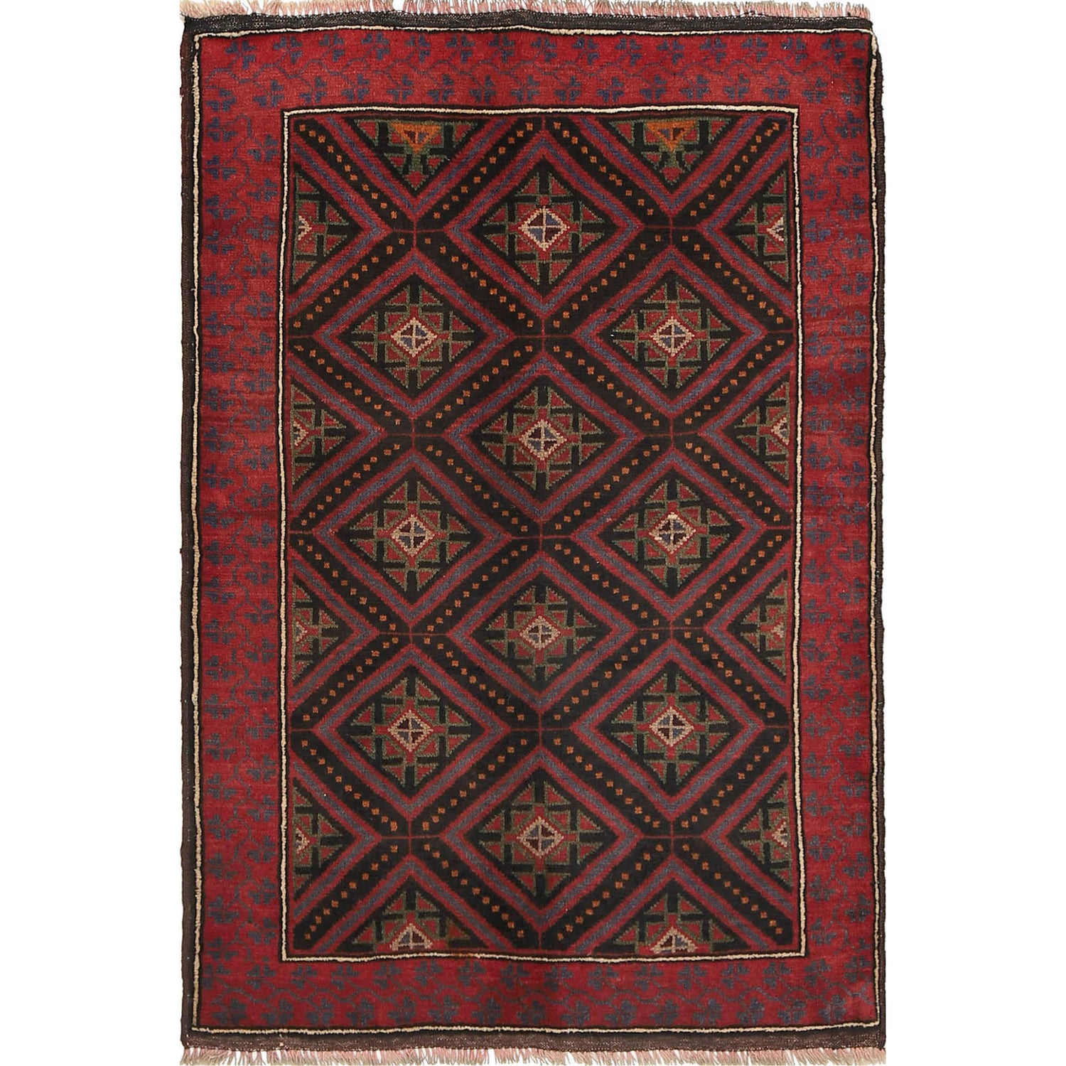 Baluchi Rug Handmade Multi Floral 2x4 ft