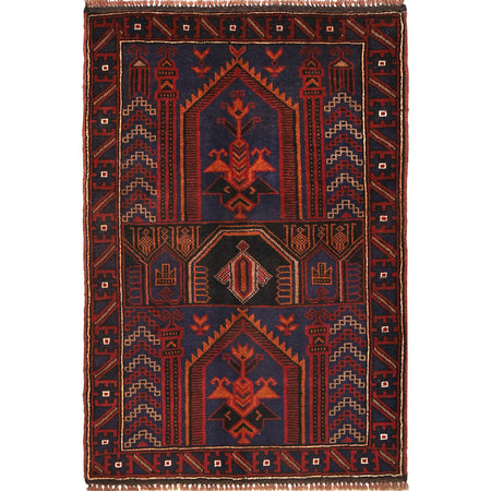 Baluchi Rug Handmade Multi Prayer Design 3x5 ft