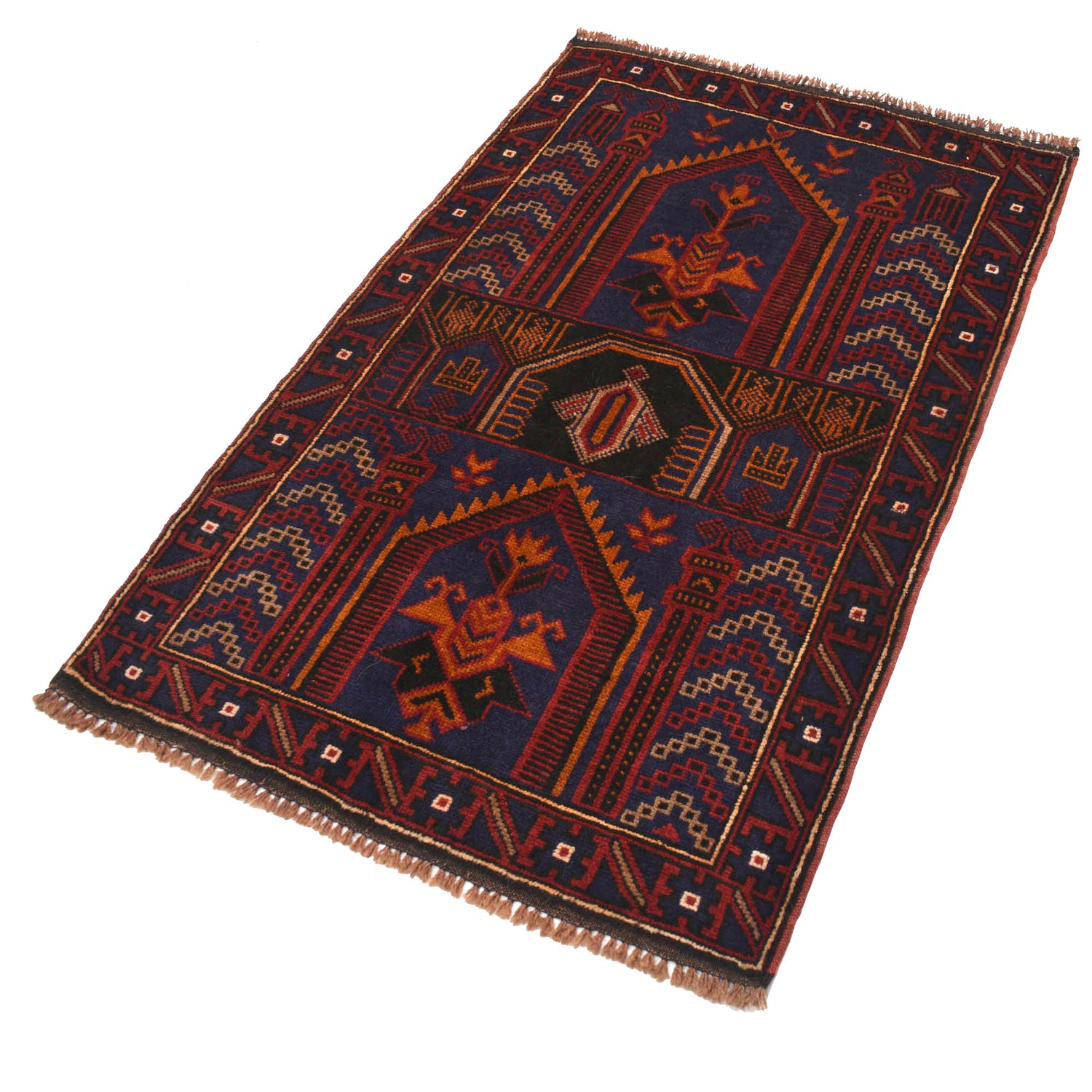 Baluchi Rug Handmade Multi Prayer Design 3x5 ft