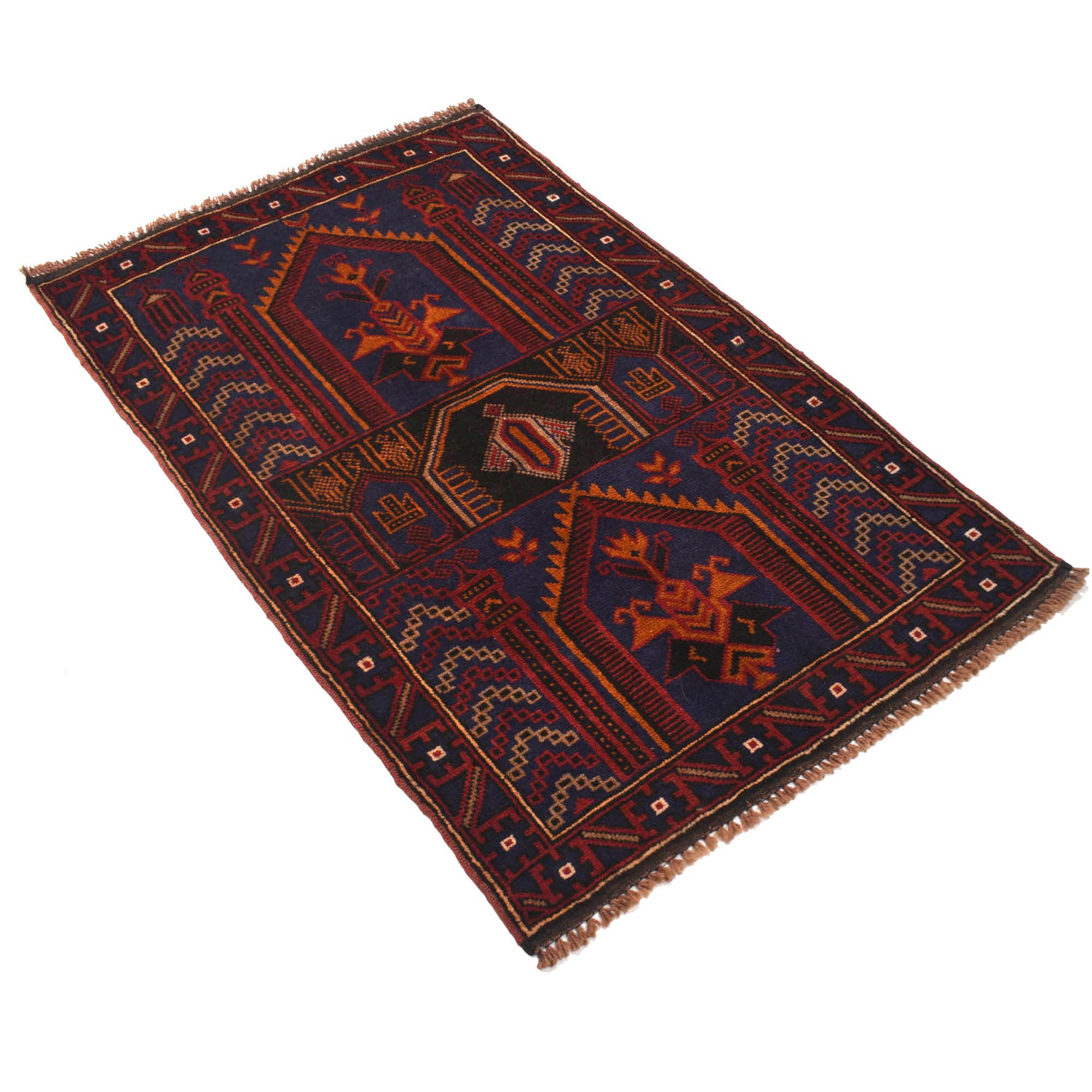 Baluchi Rug Handmade Multi Prayer Design 3x5 ft