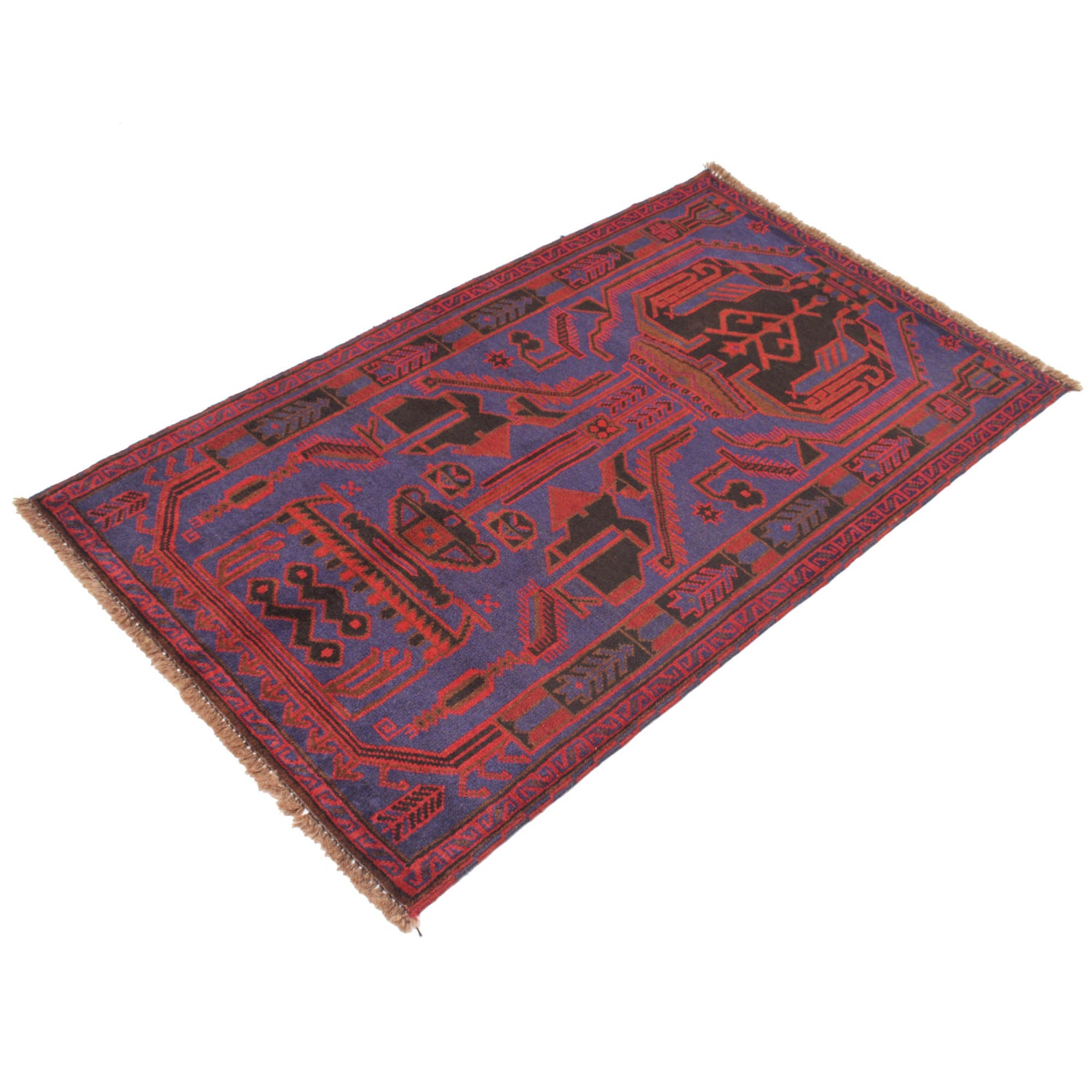 Baluchi Rug Handmade Navy Blue Floral 3x5 ft