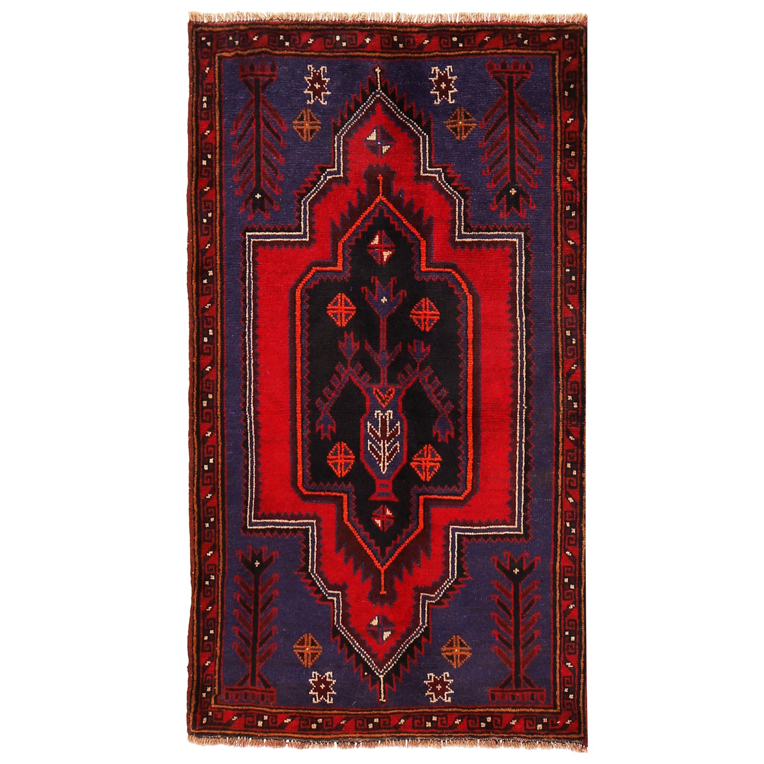 Baluchi Rug Handmade Navy Blue Geometric 3x5 ft