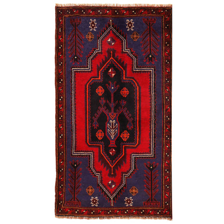 Baluchi Rug Handmade Navy Blue Geometric 3x5 ft