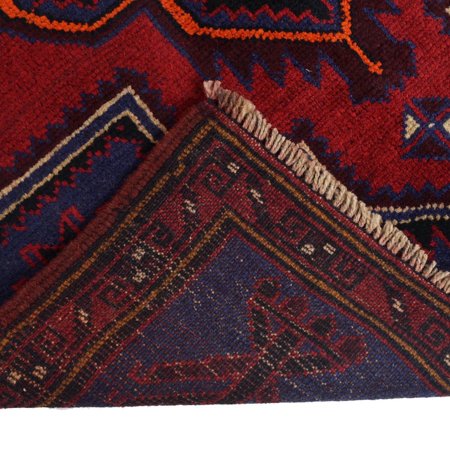 Baluchi Rug Handmade Navy Blue Geometric 3x5 ft