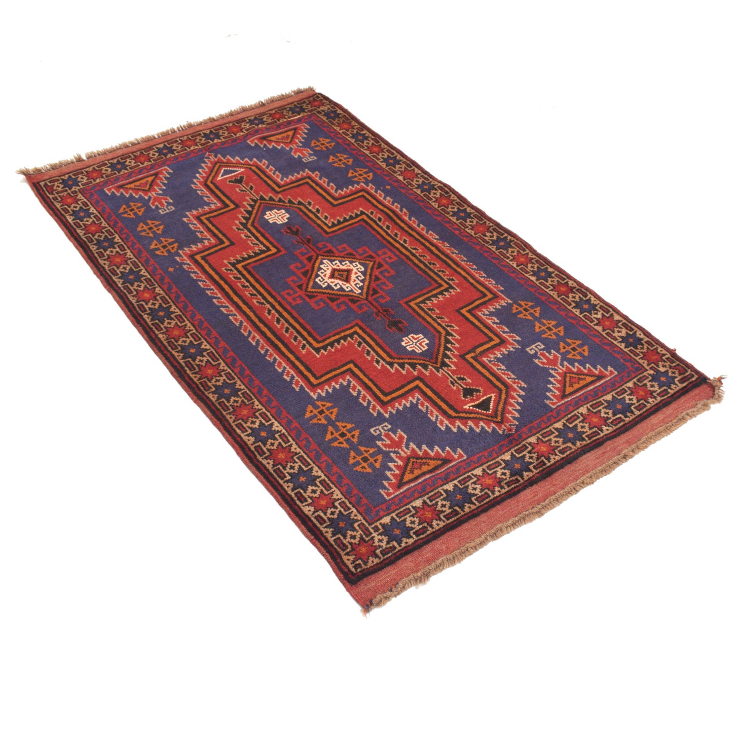 Baluchi Rug Handmade Navy Blue Geometric 3x5 ft