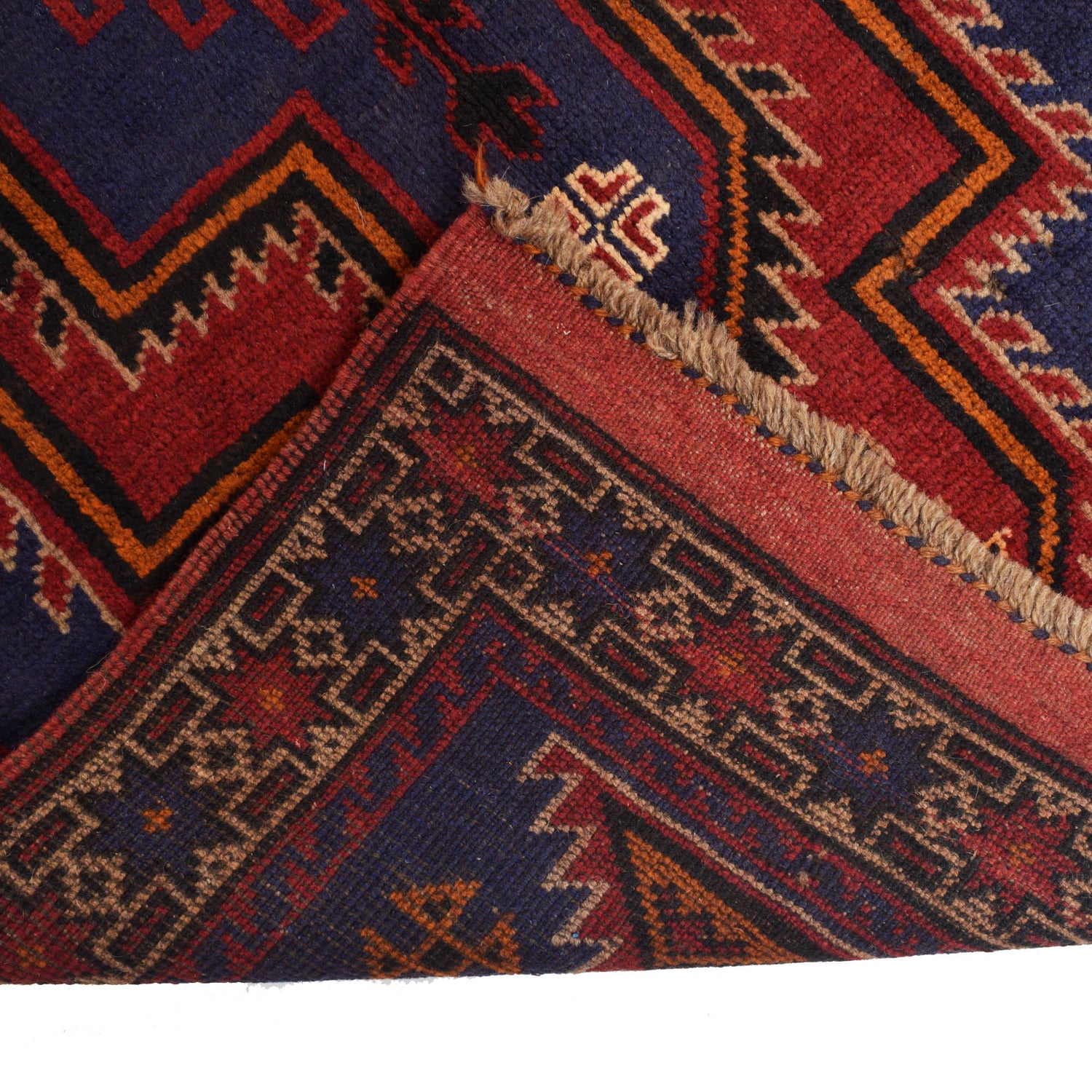 Baluchi Rug Handmade Navy Blue Geometric 3x5 ft