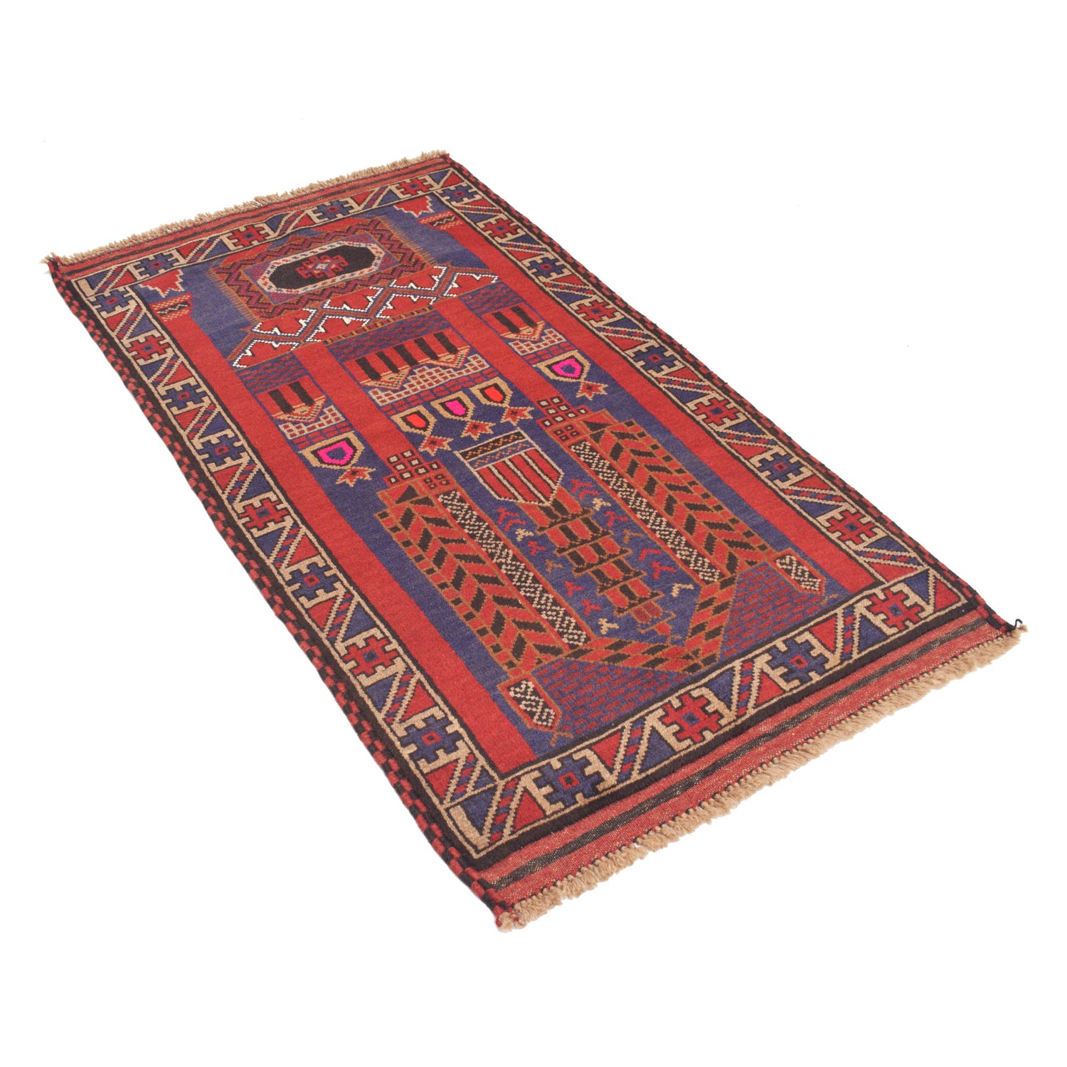 Baluchi Rug Handmade Multi Prayer Design 3x5 ft