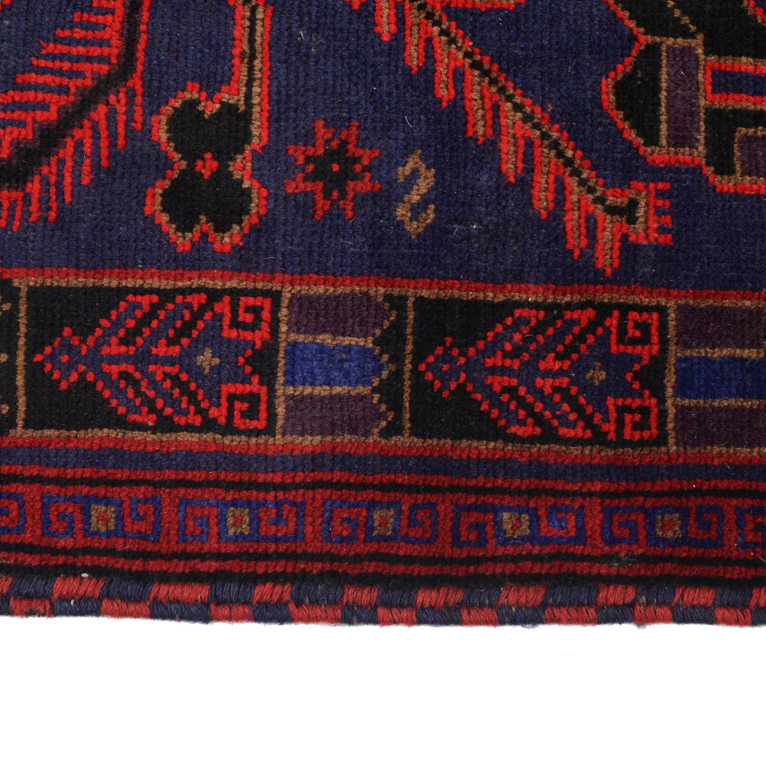 Baluchi Rug Handmade Dark Blue Geometric 3x5 ft