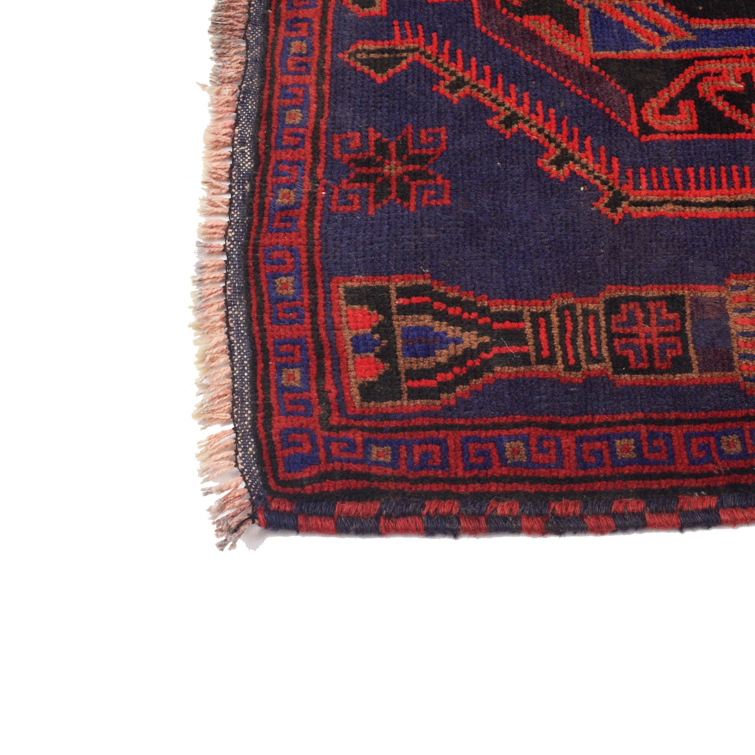 Baluchi Rug Handmade Dark Blue Geometric 3x5 ft