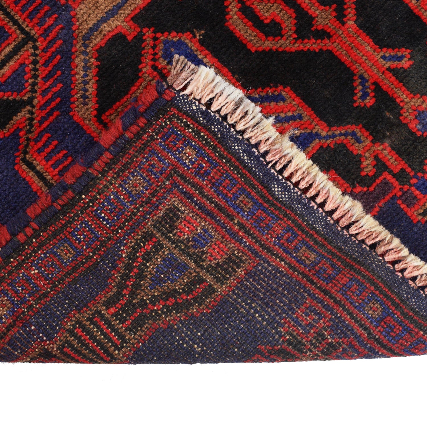 Baluchi Rug Handmade Dark Blue Geometric 3x5 ft