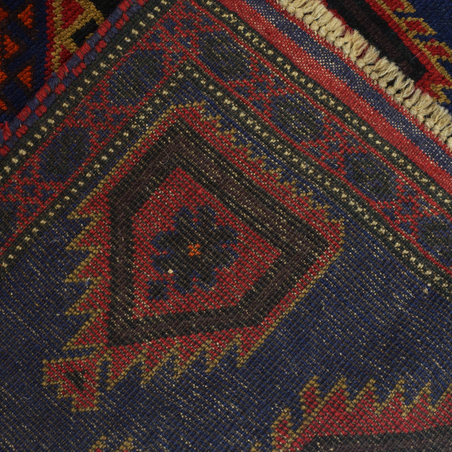 Baluchi Rug Handmade Dark Blue Geometric 3x5 ft
