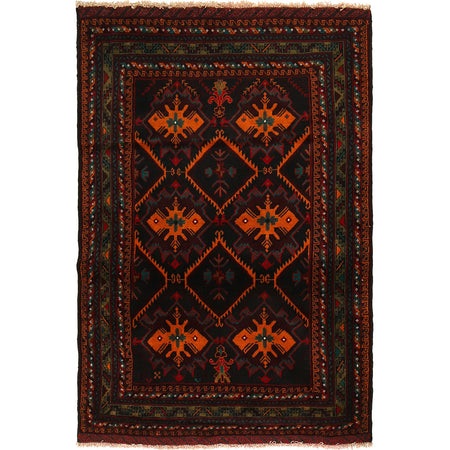 Baluchi Rug Handmade Multi Geometric 4x6 ft