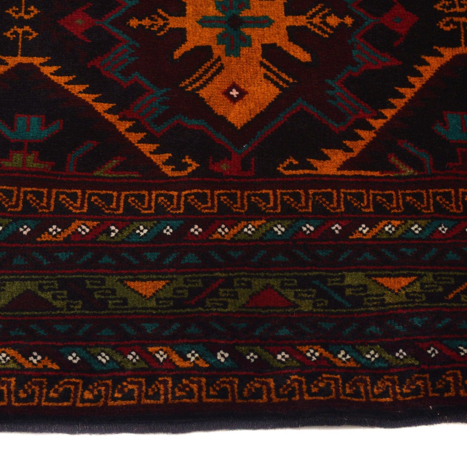 Baluchi Rug Handmade Multi Geometric 4x6 ft