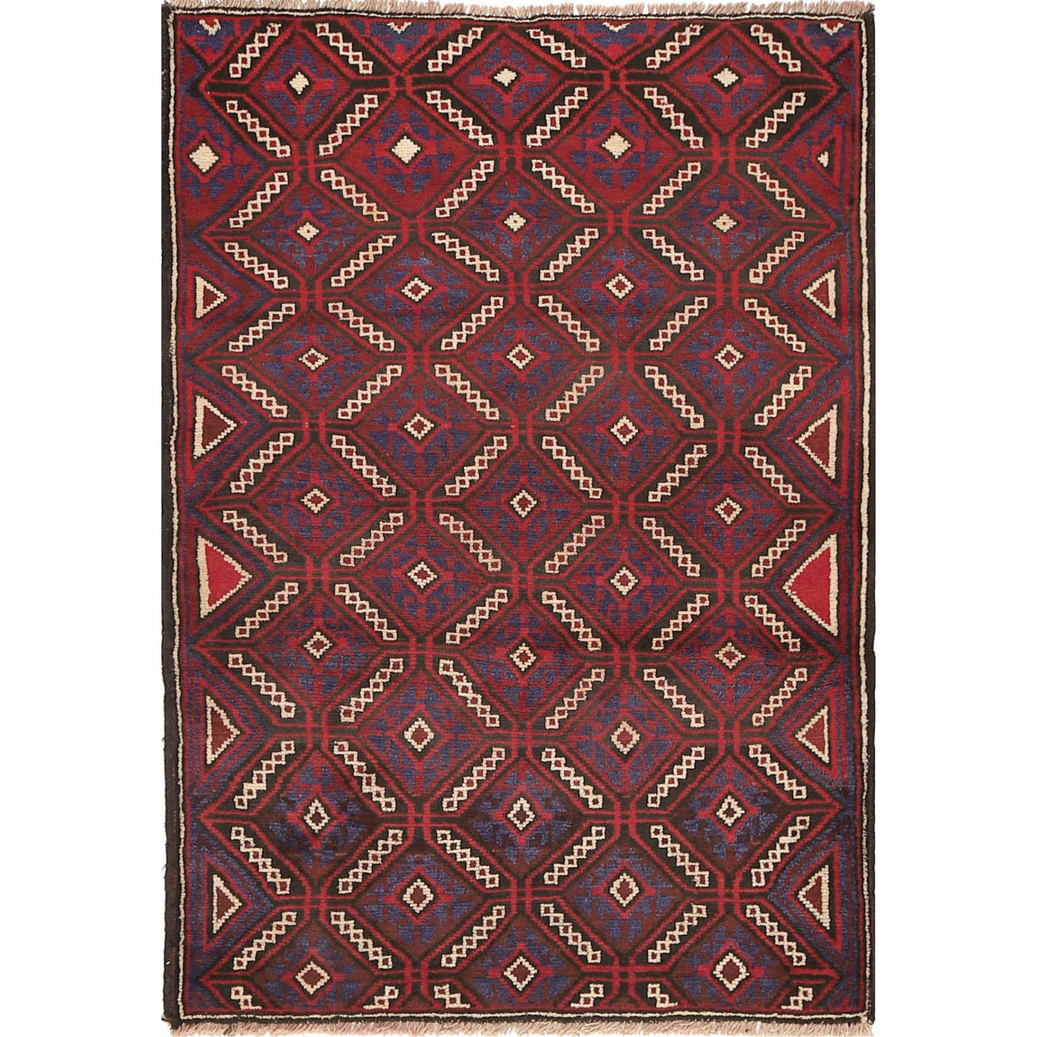 Baluchi Rug Handmade Multi Geometric 3x5 ft