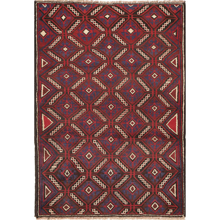 Baluchi Rug Handmade Multi Geometric 3x5 ft