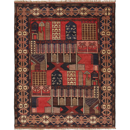 Baluchi Rug Handmade Multi Geometric 4x6 ft