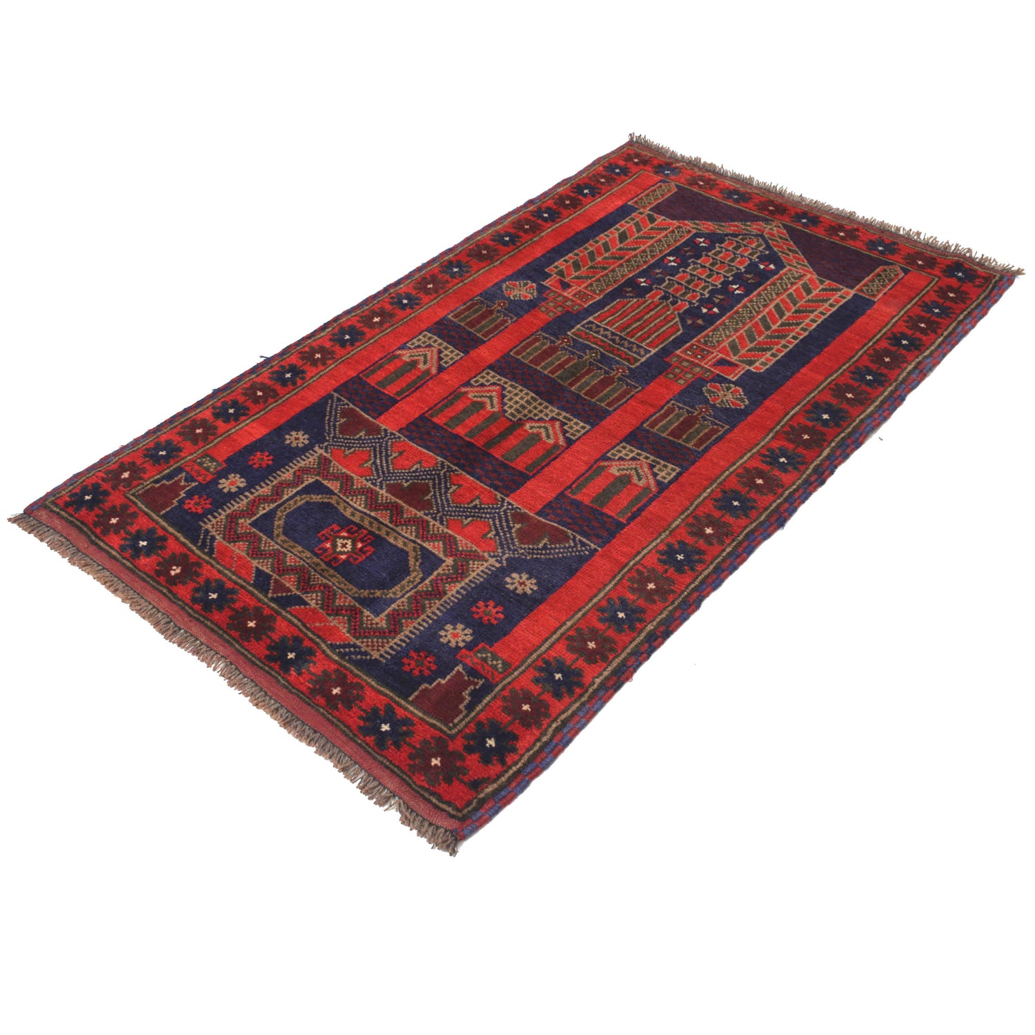 Baluchi Rug Handmade Multi Prayer Design 3x5 ft