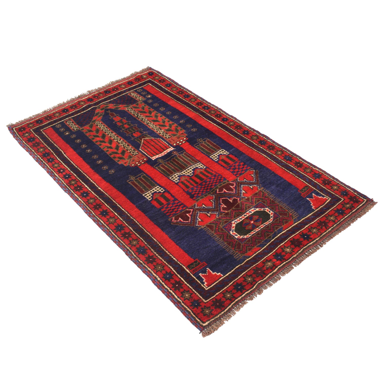 Baluchi Rug Handmade Multi Prayer Design 3x5 ft