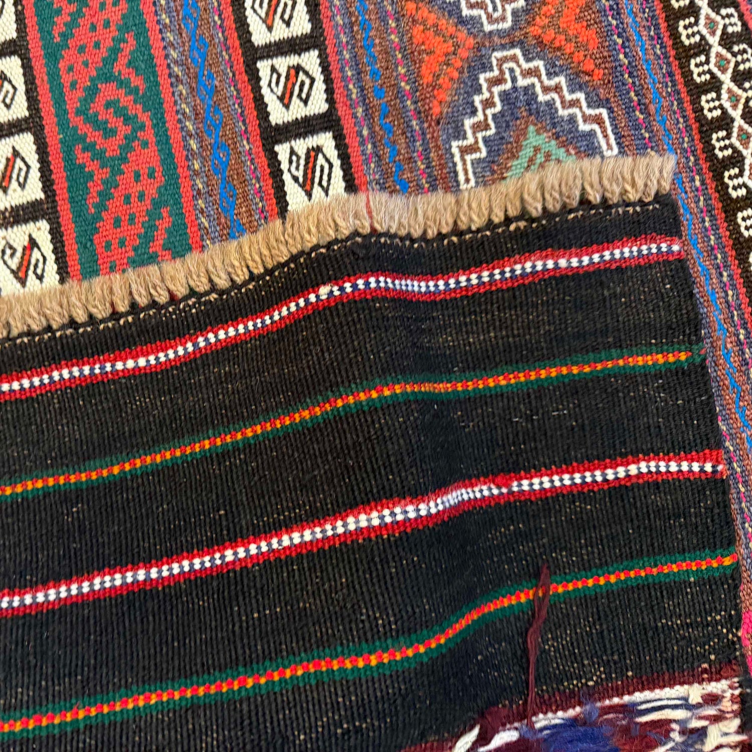 Laghari Kilim Area Rug Handmade Multi Geometric 4x7 ft