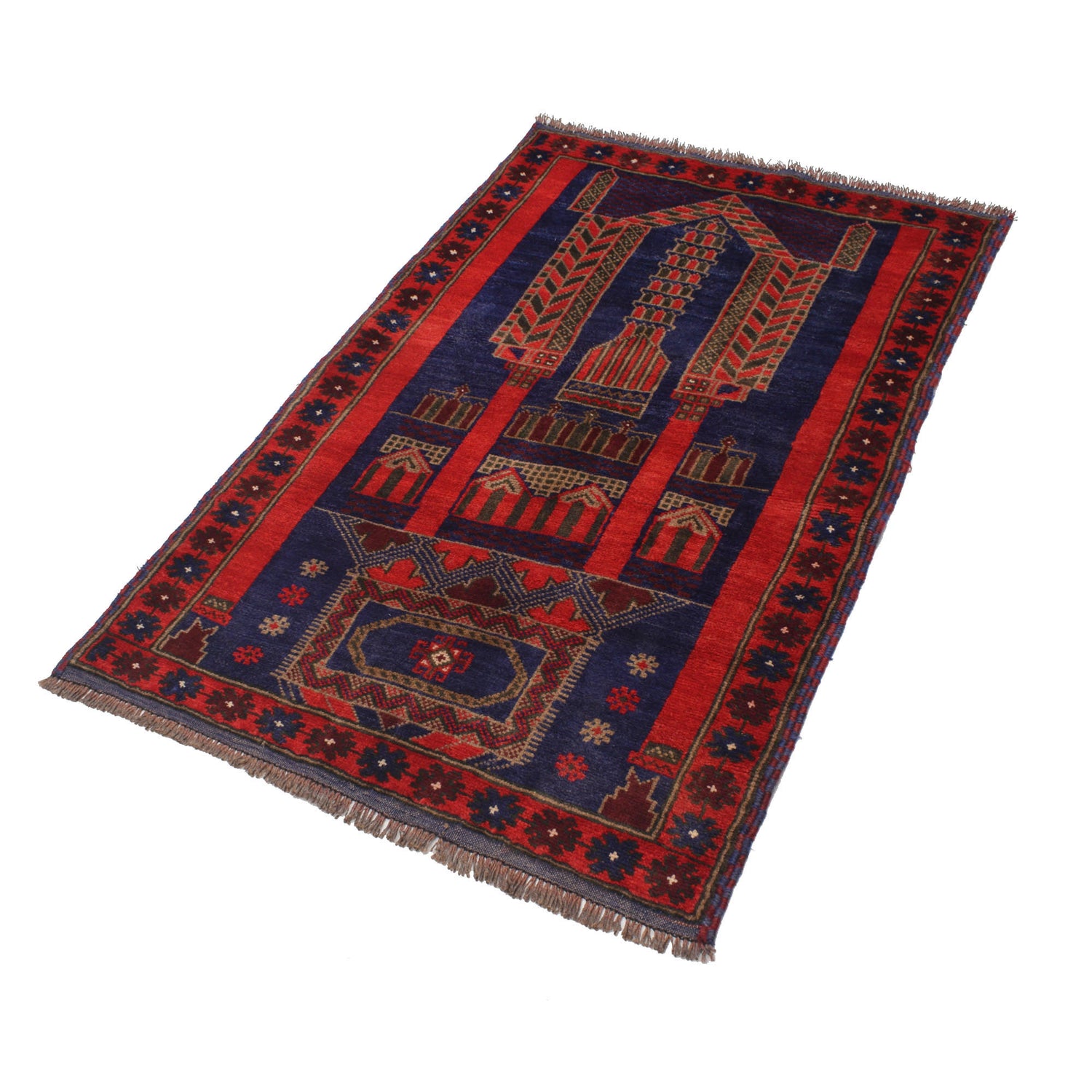 Baluchi Rug Handmade Multi Prayer Design 3x5 ft
