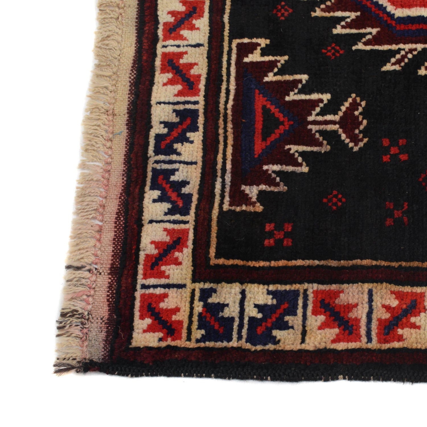 Baluchi Rug Handmade Black Floral 2x4 ft