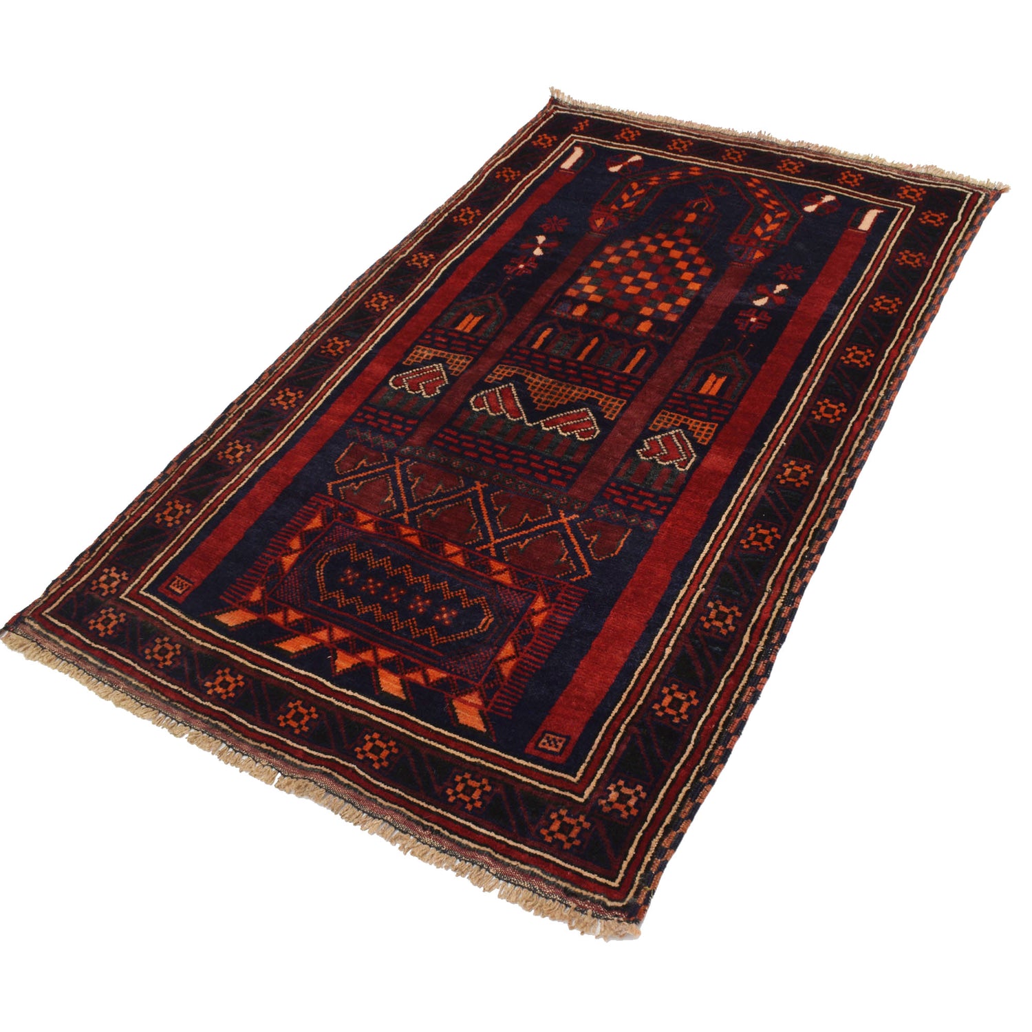 Baluchi Rug Handmade Multi Prayer Design 3x5 ft