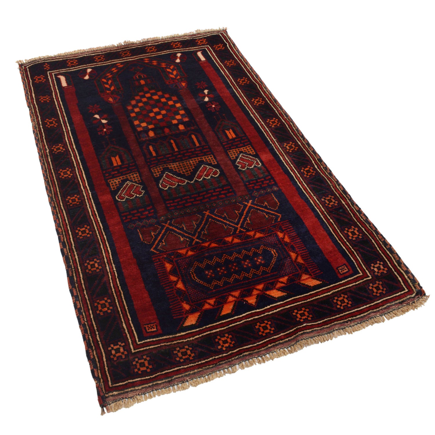 Baluchi Rug Handmade Multi Prayer Design 3x5 ft
