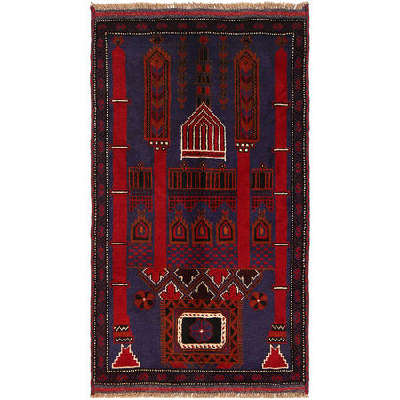Baluchi Rug Handmade Multi Prayer Design 3x5 ft