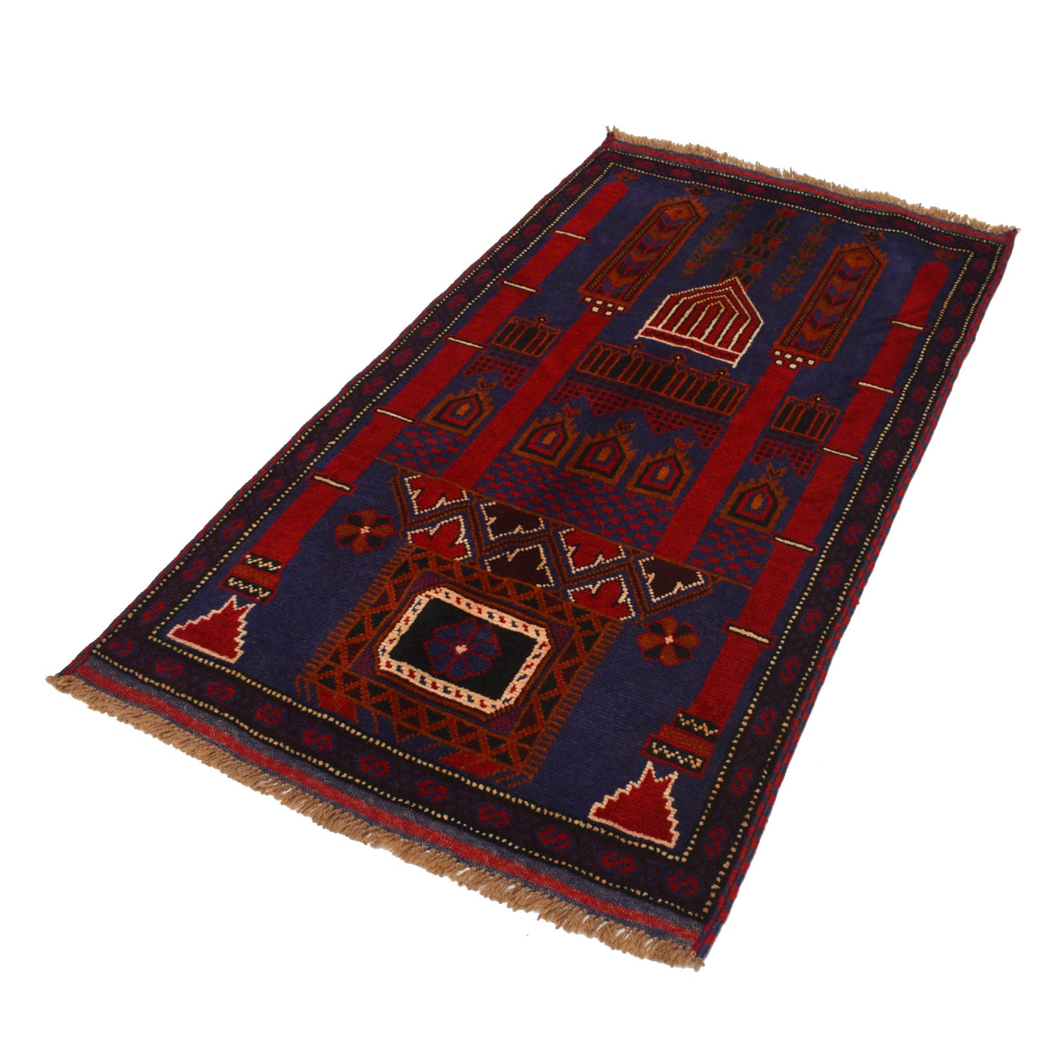 Baluchi Rug Handmade Multi Prayer Design 3x5 ft