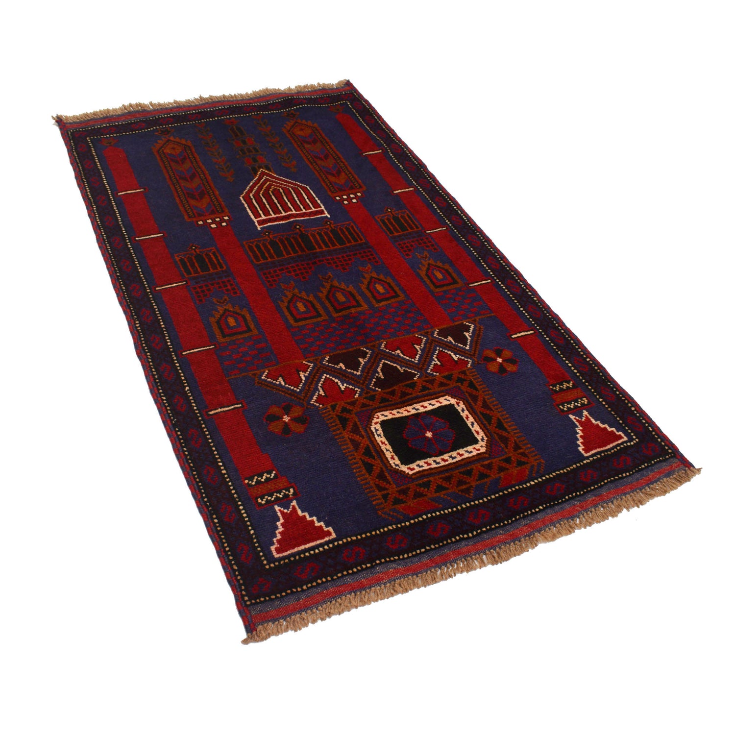 Baluchi Rug Handmade Multi Prayer Design 3x5 ft