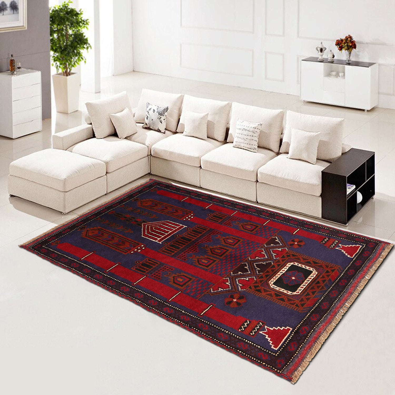 Baluchi Rug Handmade Multi Prayer Design 3x5 ft